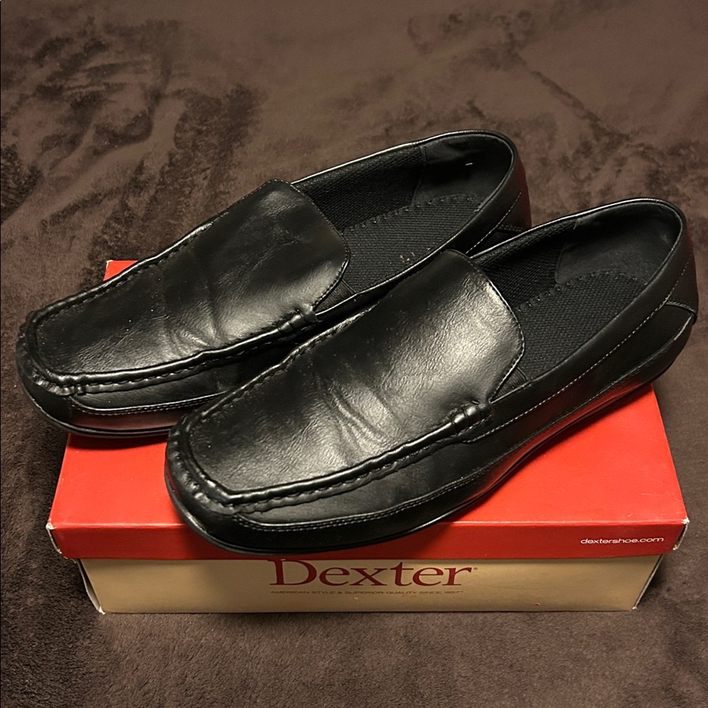 Dexter Sleek Black Leather Slip-Ons